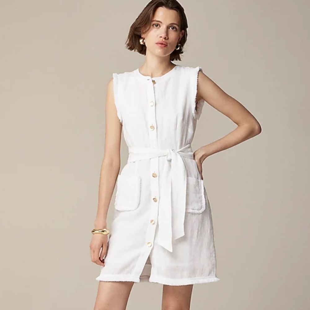 J crew Raw-hem mini shirtdress in linen